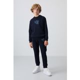 TOMMY LIFE Lacivert Pamuklu Kalın İçi Tüylü Standart Fit Baskılı Erkek Çocuk Eşofman Takım - 11253