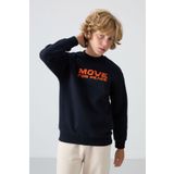 Tommy Life Lacivert Pamuklu Kalın İçi Tüylü Yumuşak Dokulu Standart Fit Baskılı Erkek Çocuk Sweatshirt - 11216