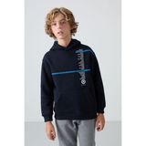Tommy Life Lacivert Pamuklu Kalın İçi Tüylü Yumuşak Dokulu Standart Fit Baskılı Erkek Çocuk Sweatshirt - 11239