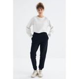 Tommy Life Lacivert Yüksek Bel Şardonlu 3 Iplik Pamuklu Basic Kadın Eşofman Alt - 94624