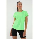 TOMMY LIFE Neon Yeşil Basic Kısa Kol Standart Kalıp O Yaka Kadın T-Shirt - 97144