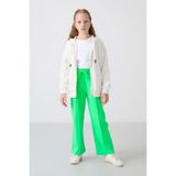 TOMMY LIFE Neon Yeşil Cepli Ön Dikiş Detaylı Geniş Paça Kız Çocuk Eşofman Altı -75144