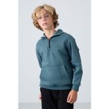 Tommy Life Orman Yeşil Pamuklu Kalın İçi Tüylü Standart Fit Nakışlı Erkek Çocuk Sweatshirt - 11244