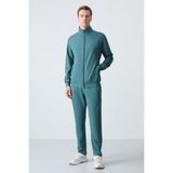 Tommy Life Orman Yeşili Pamuklu Kalın Yumuşak Dokulu Comfort Fit Basic Erkek Eşofman Takım - 85260