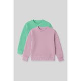 TOMMY LIFE Oversıze 2li Paket Gül Kurusu-Su Yeşili Kız Çocuk Sweatshirt - 75150