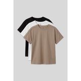 TOMMY LIFE Oversize Fit O Yaka Basic 3lü Paket Siyah-Beyaz-Koyu Bej Kız Çocuk T-Shirt - 75182 - Siyah - Beyaz - Koyu Bej - 7 - 8 Yaş