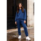 Tommy Life Parlament Basic Pamuklu O Yaka Oversize Lastik Paça Kadın Eşofman Takım - 95287 Parlament Parlament Mavisi