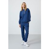 Tommy Life Parlament Kapüşonlu Kanguru Cep Oversize Lastik Paça Kadın Eşofman Takımı - 95288