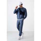 Tommy Life Petrol Casual O Yaka Lastik Paça Pamuklu Erkek Oversize Eşofman Takımı - 85120 Petrol