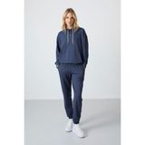Tommy Life Petrol Kapüşonlu Kanguru Cep Rahat Form Lastik Paça Kadın Eşofman Takımı - 95288 - 2XL