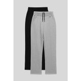 TOMMY LIFE Rahat Form 2li Paket Siyah-Gri Melanj Büyük Beden Kadın Eşofman Alt - 94654