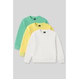 TOMMY LIFE Rahat Form 3lü Paket Sarı-Ekru-Su Yeşili Kız Çocuk Sweatshirt - 75150