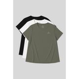 Tommy Life Rahat Form 3lü Paket Siyah-Beyaz-Haki Büyük Beden Performans Kadın T-Shirt-97308 - Siyah - Beyaz - Haki - 4XL