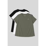 Tommy Life Rahat Form 3lü Paket Siyah-Beyaz-Haki Büyük Beden Performans Kadın T-Shirt-97308 - Siyah - Beyaz - Haki - 4XL
