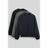 TOMMY LIFE Rahat Form Basic O Yaka 3lü Paket Siyah-Lacivert-Çağla Erkek Sweatshirt 88053