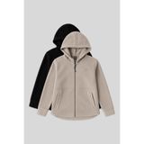 TOMMY LIFE Rahat Form Kapüşonlu 2li Paket Siyah-Koyu Bej Kadın Polar Sweatshirt - 97233