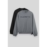 TOMMY LIFE Rahat Form O Yaka 2li Paket Siyah-Gri Melanj Erkek Sweatshirt - 88020