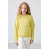 Tommy Life Sarı Pamuklu İçi Tüylü Yumuşak Dokulu Oversize Nakışlı Kız Çocuk Sweatshirt - 75150 - 7 - 8 Yaş