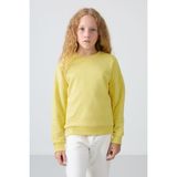 Tommy Life Sarı Pamuklu İçi Tüylü Yumuşak Dokulu Oversize Nakışlı Kız Çocuk Sweatshirt - 75150 - 9 - 10 Yaş