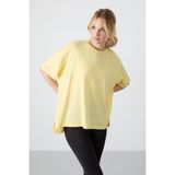 Tommy Life Sarı Penye Modal Yumuşak Tuşeli Oversize Fit Basic Kadın T-Shirt- 97285 - XL