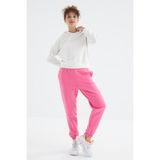 Tommy Life Şeker Pembe Yüksek Bel Şardonlu 3 İplik Pamuklu Basic Kadın Eşofman Altı - 94624 - 2XL