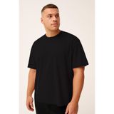 TOMMY LIFE Siyah Baskılı O Yaka Rahat Form Battal Büyük Beden Erkek T-Shirt - 88472