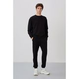 TOMMY LIFE Siyah Casual O Yaka Lastik Paça Pamuklu Erkek Oversize Eşofman Takımı - 85120