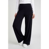 TOMMY LIFE Siyah Comfort Fit Geniş Paça Korsajlı Palazzo Kadın Pantolon - 94681