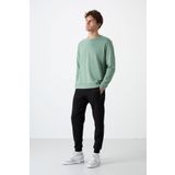 TOMMY LIFE Siyah Fermuar Cepli Standart Kalıp Jogger Erkek Eşofman Alt - 84587