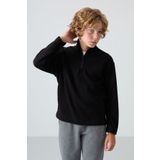 Tommy Life Siyah Kalın Yumuşak Dokulu Standart Fit Nakışlı Polar Erkek Çocuk Sweatshirt - 11221