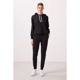 TOMMY LIFE Siyah Kapüşonlu Oversize Kadın Eşofman Takım - 95336