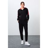 Tommy Life Siyah Kompakt Pamuklu Kalın Pürüzsüz Dokulu Kapüşonlu Oversize Fit Kadın Eşofman Takım - 95343 - Siyah - Siyah - XL