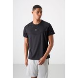 Tommy Life Siyah Nefes Alan Dokulu İnce Esnek Standart Fit Erkek Performans T-Shirt - 88391 - XL