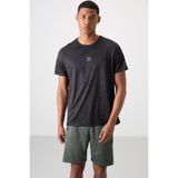 TOMMY LIFE Siyah Nefes Alan Jakarlı Ince Esnek Standart Fit Erkek Performans T-shirt - 88397