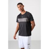 TOMMY LIFE Siyah Nefes Alan Jakarlı Ince Esnek Standart Fit Erkek Performans T-shirt - 88398