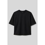 TOMMY LIFE Siyah O Yaka Oversize Kısa Kollu Kadın T-Shirt - 97316, Siyah, XL