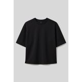 TOMMY LIFE Siyah O Yaka Oversize Kısa Kollu Kadın T-Shirt - 97316