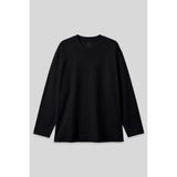 TOMMY LIFE Siyah O Yaka Rahat Form Battal Büyük Beden Uzun Kollu Erkek T-Shirt - 88107