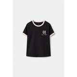Tommy Life Siyah Omuz Biye Detaylı Baskılı Kız Çocuk T-Shirt - 75181 - 13 - 14 Yaş