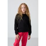 Tommy Life Siyah Pamuklu İçi Tüylü Yumuşak Dokulu Oversize Nakışlı Kız Çocuk Sweatshirt - 75150 - 7 - 8 Yaş