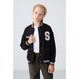 Tommy Life Siyah Pamuklu İçi Tüylü Yumuşak Dokulu Standart Fit Nakışlı Kız Çocuk Kolej Ceket - 75163 - 7 - 8 Yaş
