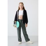Tommy Life Siyah Pamuklu Içi Tüylü Yumuşak Dokulu Standart Fit Nakışlı Kız Çocuk sweatshirt - 75149