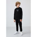 Tommy Life Siyah Pamuklu Kalın İçi Tüylü Yumuşak Dokulu Standart Fit Baskılı Erkek Çocuk Eşofman Takım - 11253 - 8 - 9 Yaş - Siyah - Siyah