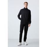 Tommy Life Siyah Pamuklu Kalın Yumuşak Dokulu Comfort Fit Basic Erkek Eşofman Takım - 85260 - Siyah - Siyah