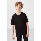 TOMMY LIFE Siyah Pamuklu Yumuşak Dokulu Oversize Baskılı Erkek Çocuk T-Shirt - 11301