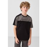 TOMMY LIFE Siyah Pamuklu Yumuşak Dokulu Oversize Fit Nakışlı Erkek Çocuk T-shirt - 11290