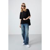 TOMMY LIFE Siyah Penye Modal Yumuşak Tuşeli Oversize Fit Basic Kadın T-Shirt- 97285