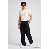 TOMMY LIFE Siyah Pileli Dokuma Palazzo Erkek Pantolon - 82201