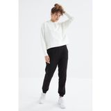 Tommy Life Siyah Yüksek Bel Şardonlu 3 İplik PamukluBasic Kadın Eşofman Alt - 94624 - XL