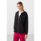 Tommy Life Siyah Yumuşak Dokulu Kapüşonlu Oversize Kadın Tunik Sweatshirt - 97302 - XL